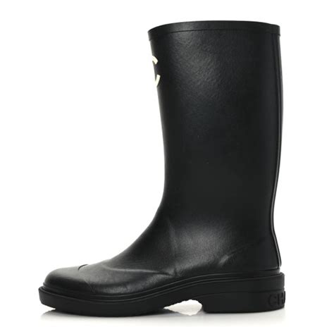 chanel muck boots|Chanel Caoutchouk CC High Boots 40 Black .